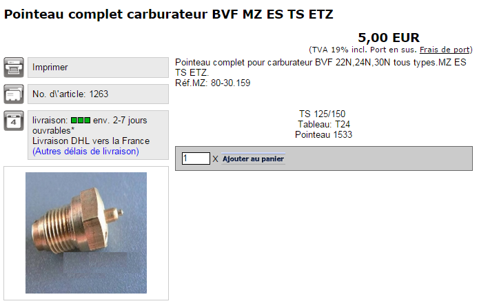 carburateur - carburateur out Pointe12