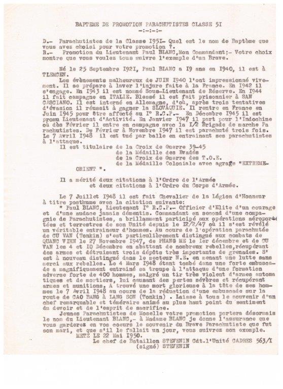 discours du bapteme de promotion 1951