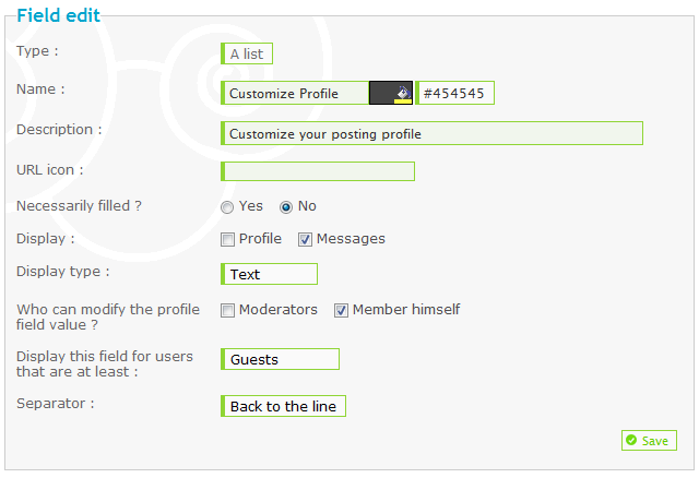 Profile field for custom post profiles Captur42