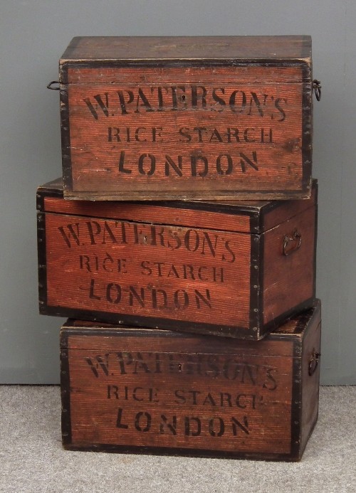 Reproduction (?) d'une caisse en pin avec l'inscription "W. Paterson's - Rice starch - London" Paters10