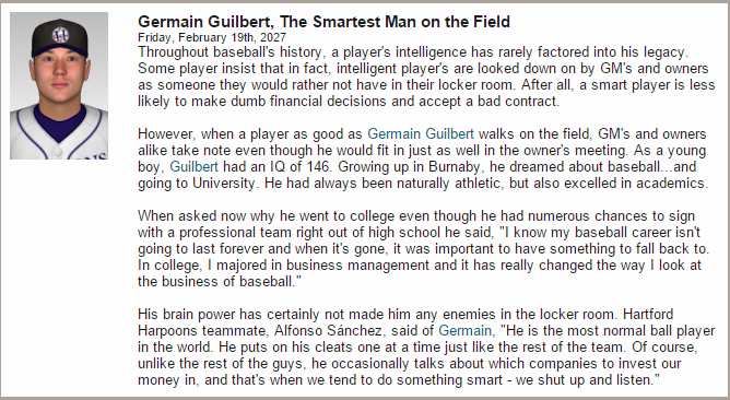 Germain Guilbert, The Smartest Man on the Field News210