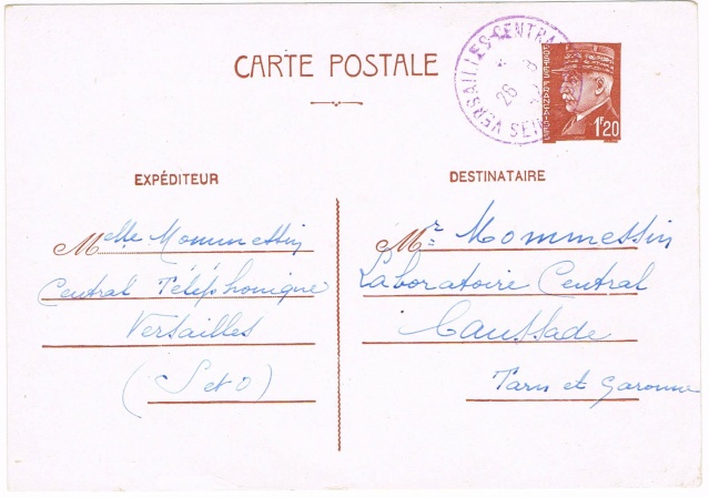 Timbre à date  «  VERSAILLES  CENTRAL  /  SEINE ET OISE  »  (1942) Ccf26010