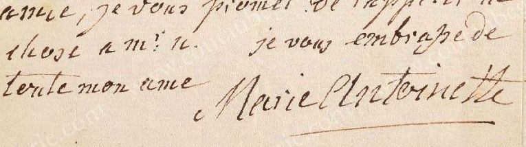 Lettre de la Reine Marie-Antoinette à l'une de ses amies Zle10