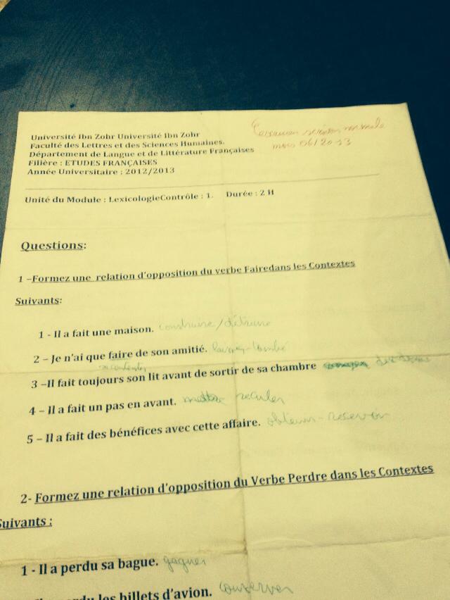 lexicologie : examen de Mme Bouachraoui 2013 10917510