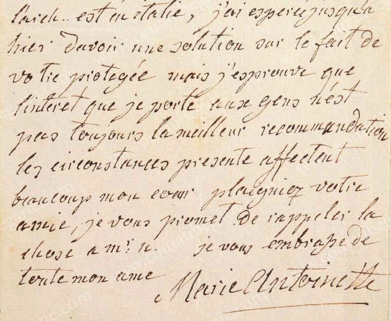 Lettre de la Reine Marie-Antoinette à l'une de ses amies Sans_t22