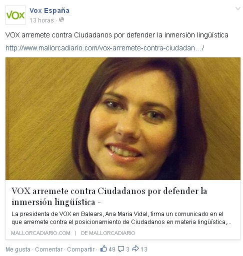 VOX critica el giro catalanista de Ciudadanos en Baleares Voxesp10