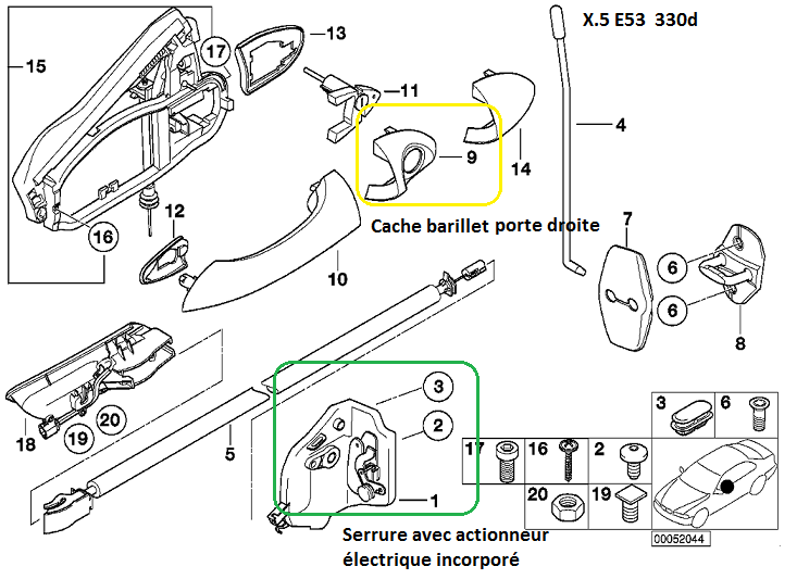 bmw X5 3D 2004 serrure porte passager bloquée fermée 51_x5_10