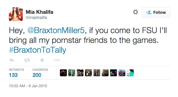 #1 PornHub star tweets Braxton Miller to go to F$U Screen10