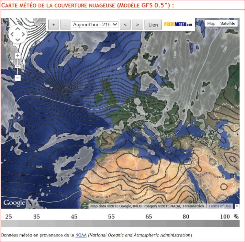 Prévisions > Carte météo de la couverture nuageuse 116