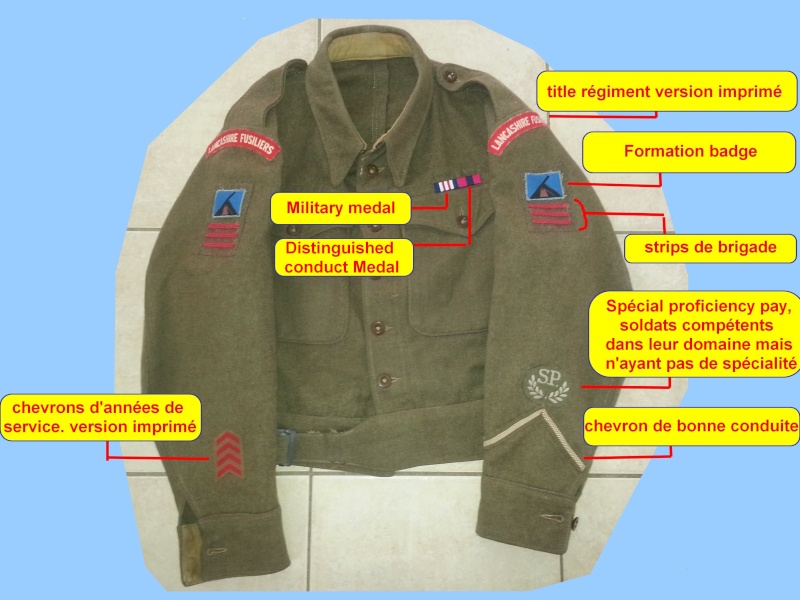 signification des insignes sur 2 Battle Dress GB et CANADIEN en Normandie  20150113