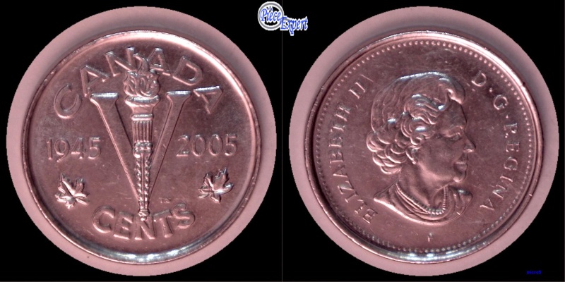 2005P - V,  Éclat de Coin, dans Feuille & 45 (Die Chip) 5_cen355