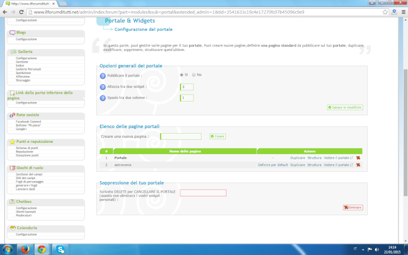 Creazione di più pagine portale per un forum Portal11