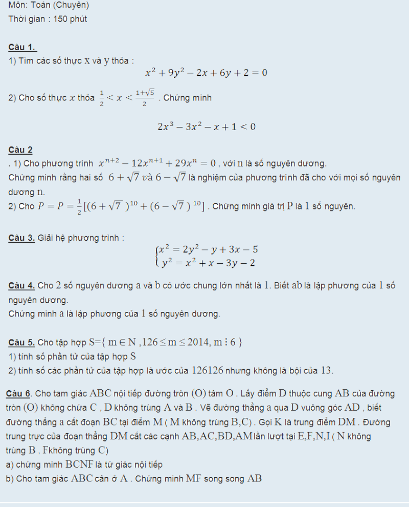 Đề thi - Đáp Án chuyên toán THPT Lương Thế Vinh tuyển sinh 2014 - 2015 Untitl22