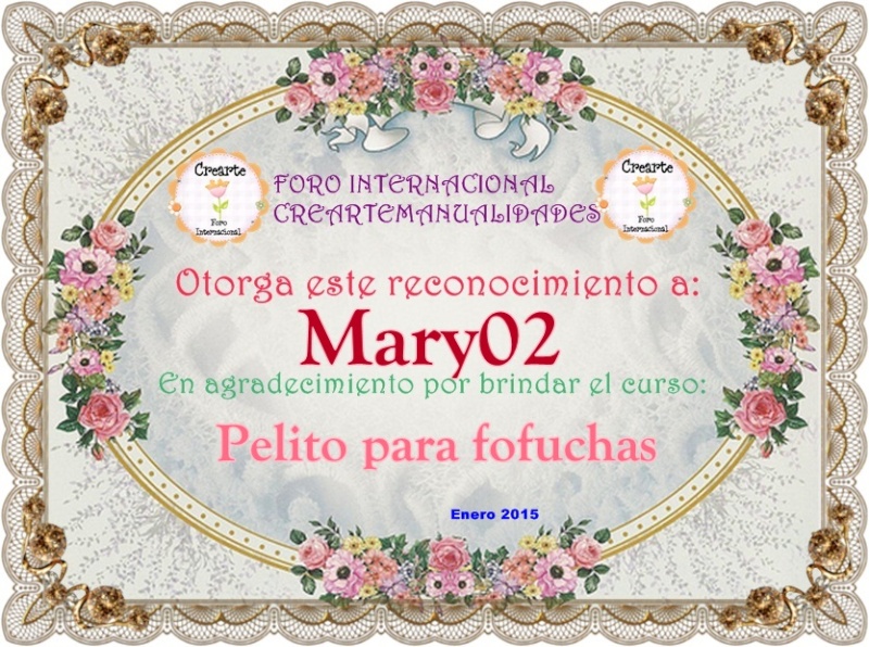 Nuestro agradecimiento a Mary02  CrearteEva Profesora   214