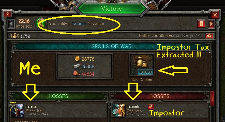 Faramir raids impostor Faramir for 100k! Farami15