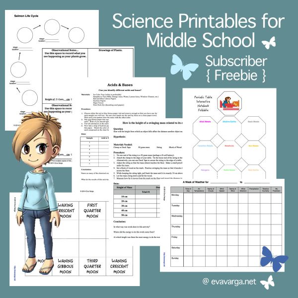 Science printable for Middle School Subscr10