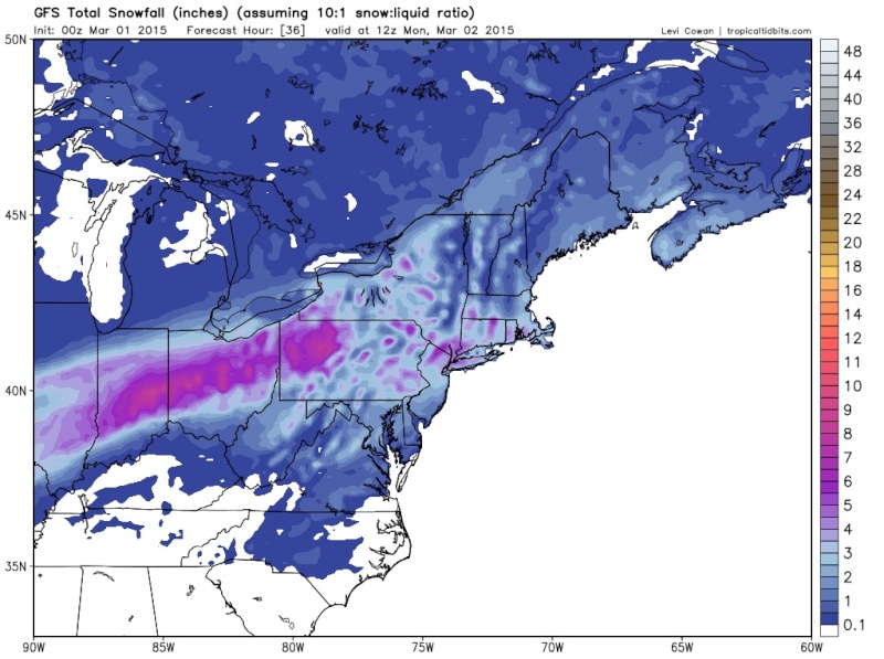 Sunday-Monday Snowstorm - 2nd Call Snow Map - Page 7 Gfs10