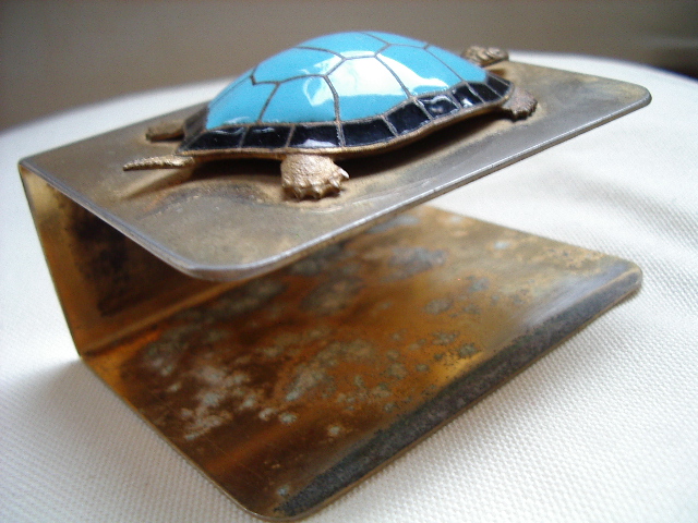 Etui pour boite d'allumettes avec tortue émaillée Tortue11