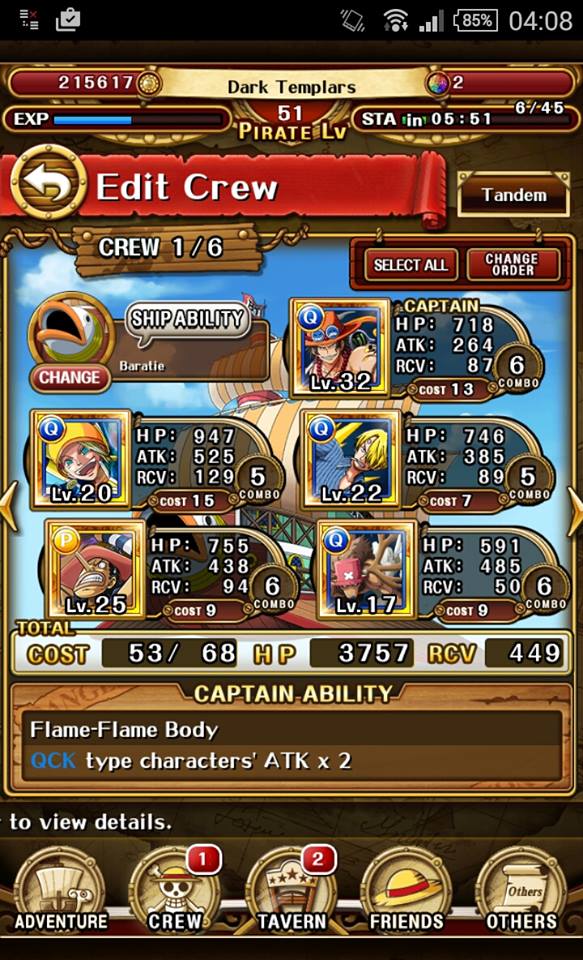 Post your One Piece Treasure Cruise Fighter crew here. 11026410