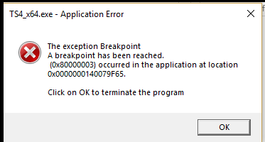 A Breakpoint Has Been Reached (ERROR) Breakp10