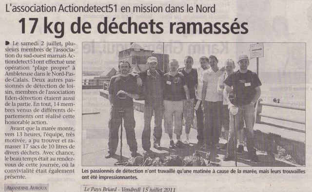 Article de presse "ActionDetect51 en mission dans le Nord"  Le pays Briard (Vendredi 15 Juillet 2011)  Img11710