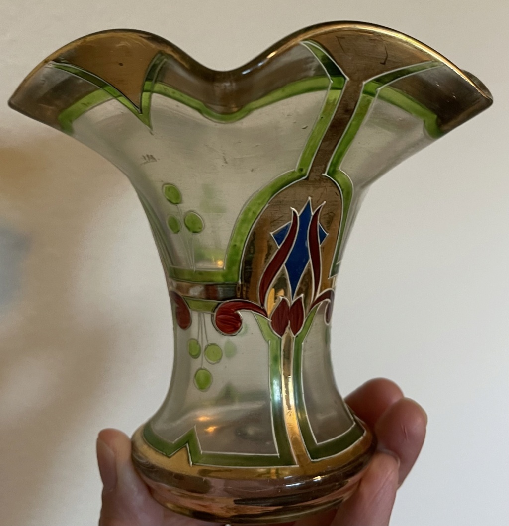 Art Nouveau painted glass vase Heckert? Img_4110