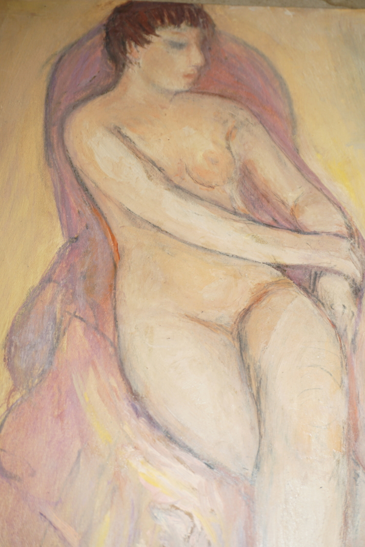 Peinture huile et gouache nu féminin années 30-40 Dsc02410