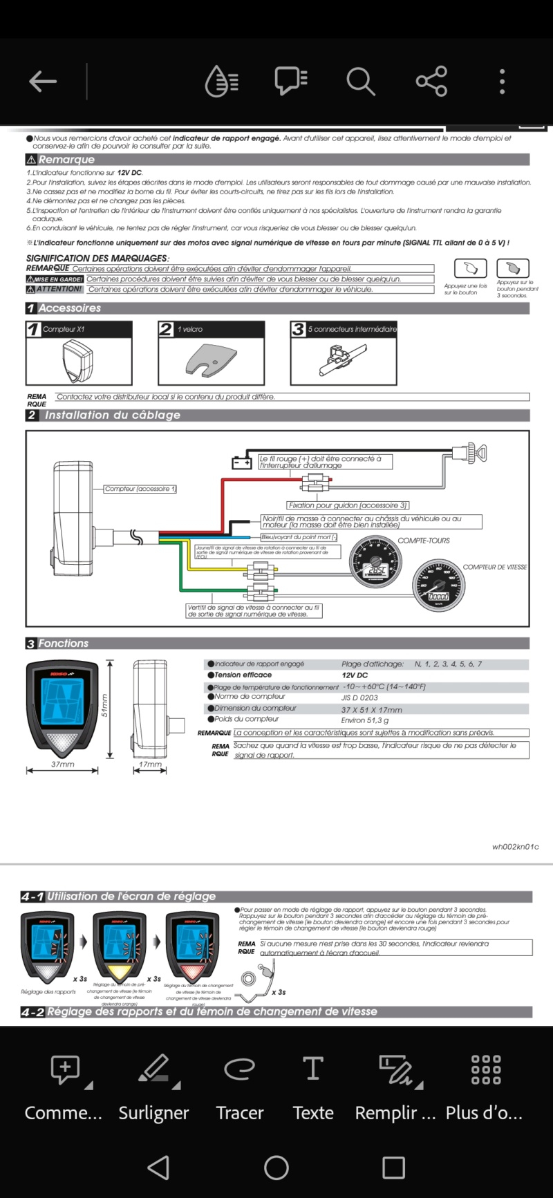 indicateur rapport engagé koso MT 125 2014 Screen74