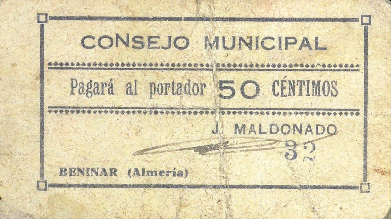 Los billetes locales de Benínar (Almería) 50_cen11