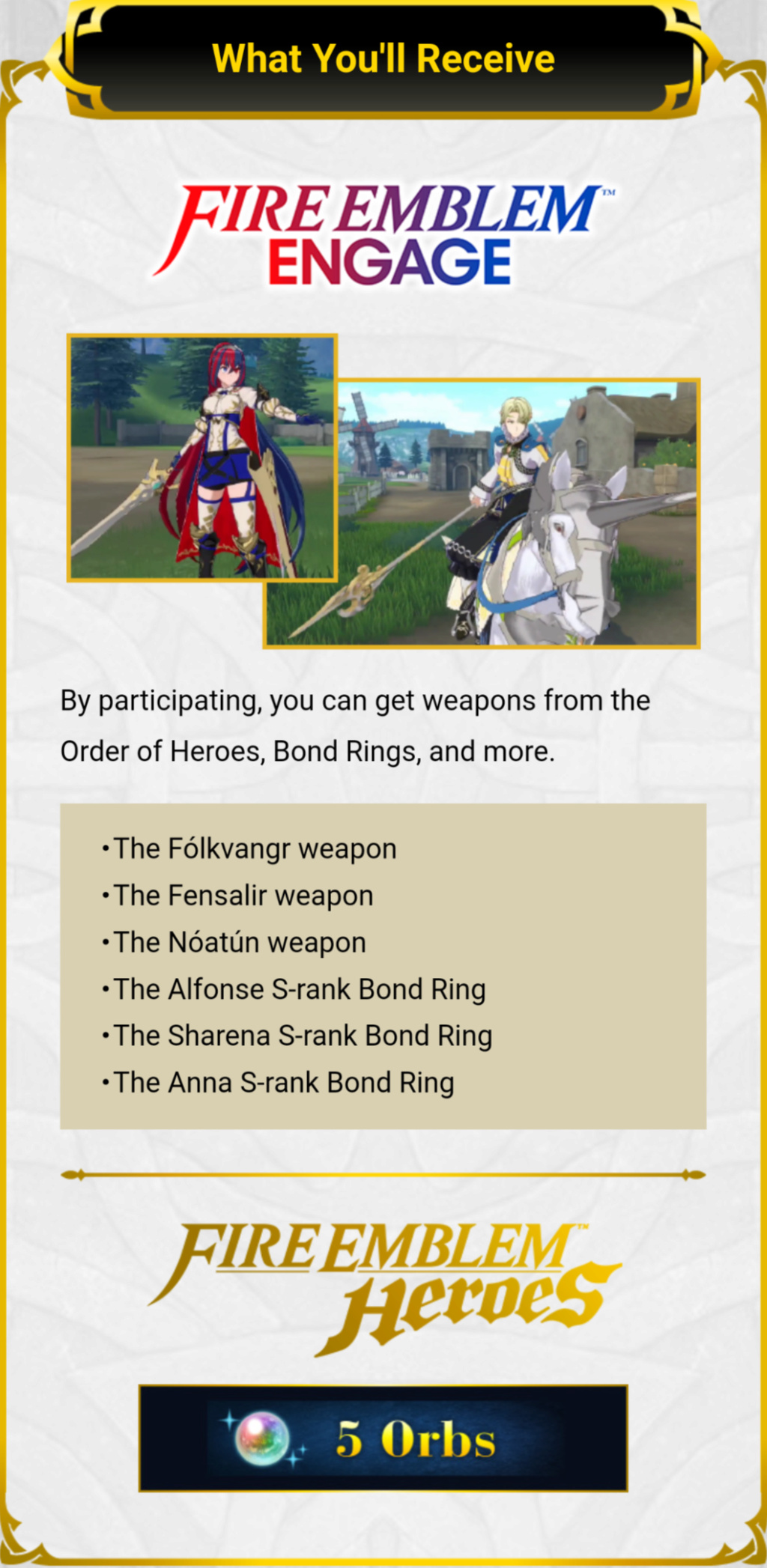 Free "Order of Heroes" in-game item set for Fire Emblem Engage!  Screen12