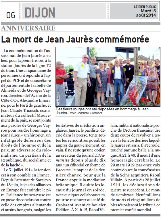 Discours pour Jaurès, 100 ans après (Plaidoyer Républicain) + La mort de Jean Jaurès commémorée (Bien Public) Commam10