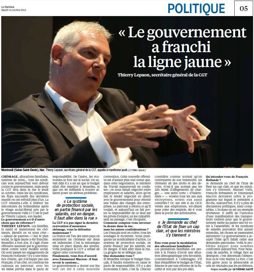 Thierry Lepaon : " Le gouvernement a franchi la ligne jaune " (Parisien) Le_gou10
