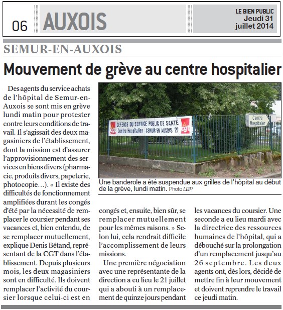 Semur-en-Auxois. Mouvement de grève au centre hospitalier (Bien Public) Mouvem10