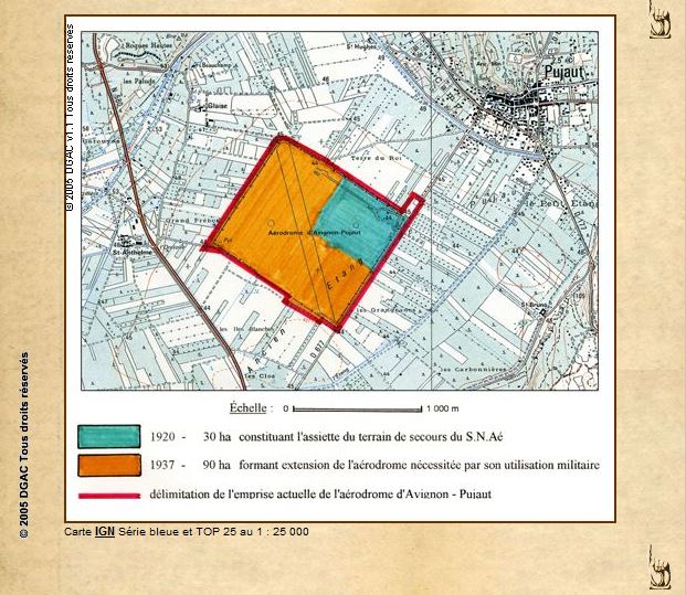 AVIGNON-PUJAUT Ce terrain fut le berceau du parachutisme militaire français. Le 12 Septembre 1935, est décrétée par le ministre de l’Air, le Général DENAIN, la création d’un centre d’instruction au parachutisme à Avignon-Pujaut. Pujaut12