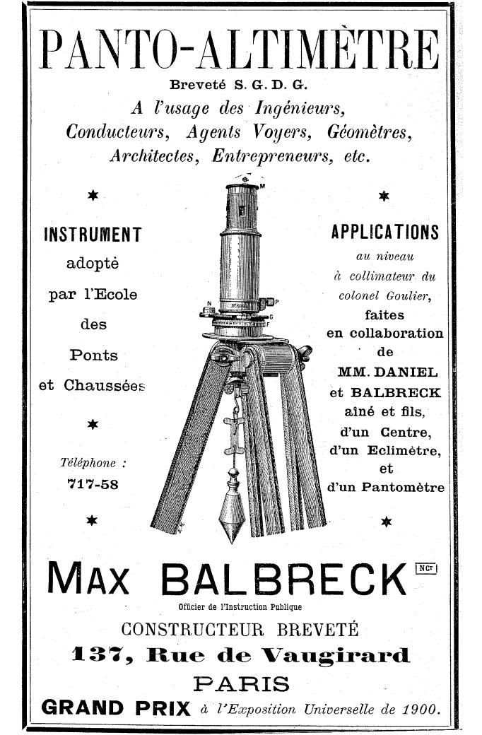 niveau a collimateur , eclimètre  Max Balbreck 1900 0244_t10