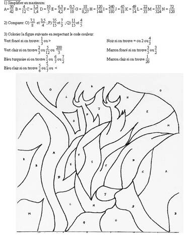 Fractions Et Coloriages Magiques En 5eme