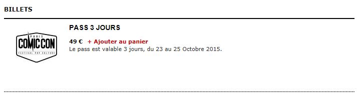 Paris Comic Con - Festival Pop Culture - Du 23 au 25/10/2015 Billet11