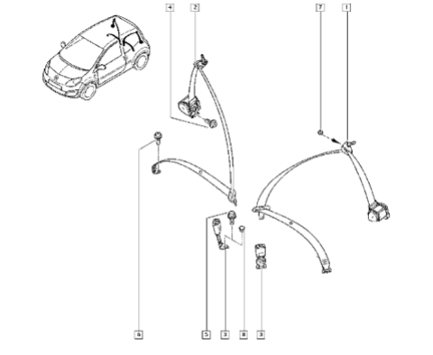 Renault twingo 2 1.2 an 2009 ] Remplacement boucle ceinture sécurité ar d