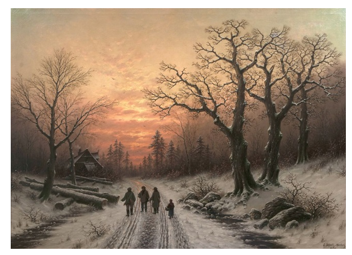 Paysage d'hiver huile sur bois Georg Schmitz Captur16