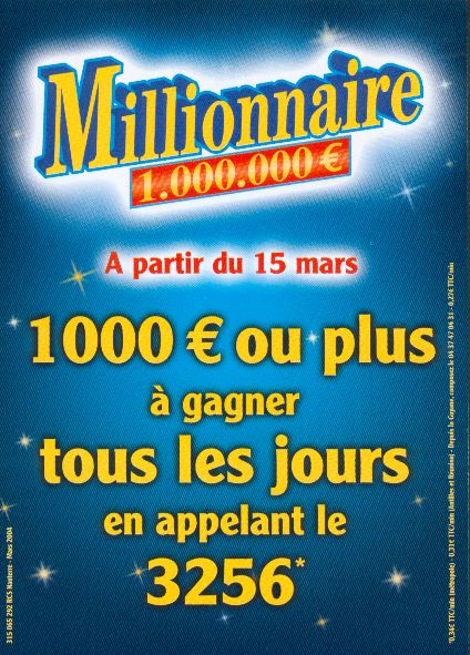 Notice Millionnaire promotionnelle, jeu concours... Notice73