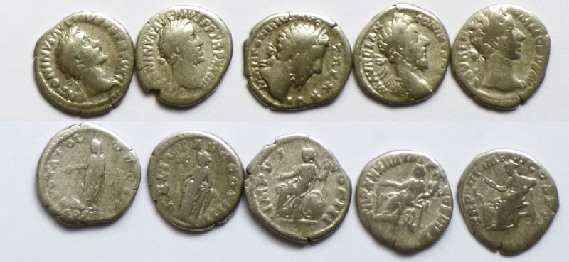 7 lots de 5 deniers de la période Antonin - Commode à vendre 0556110