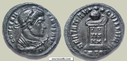 Follis de Constantino I, BEATA TRANQVILLITAS . Consta10