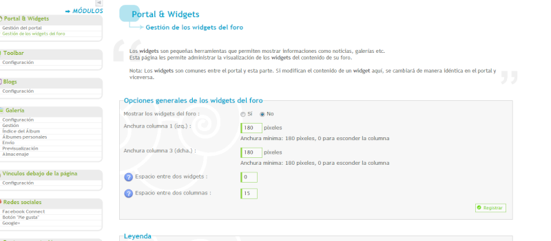 Activación y edición opciones de Widgets del foro Uqlcqz10