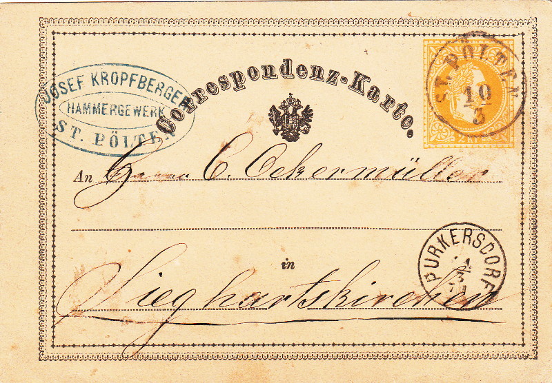 1867 - Fingerhutstempel auf Freimarkenausgabe 1867 Purker10