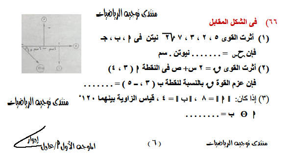 المراجعة النهائية الأستاتيكا حسب المنهج الجديد 2014 رياضيات تطبيقية 1610