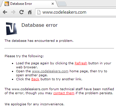 CodeStealers Database Error Codest10