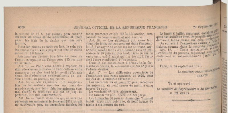 Réglement de l'exposition universelle de 1878 à Paris, dispositions spéciales aux exposants d'animaux vivants, espèce canine... Reg_ex12
