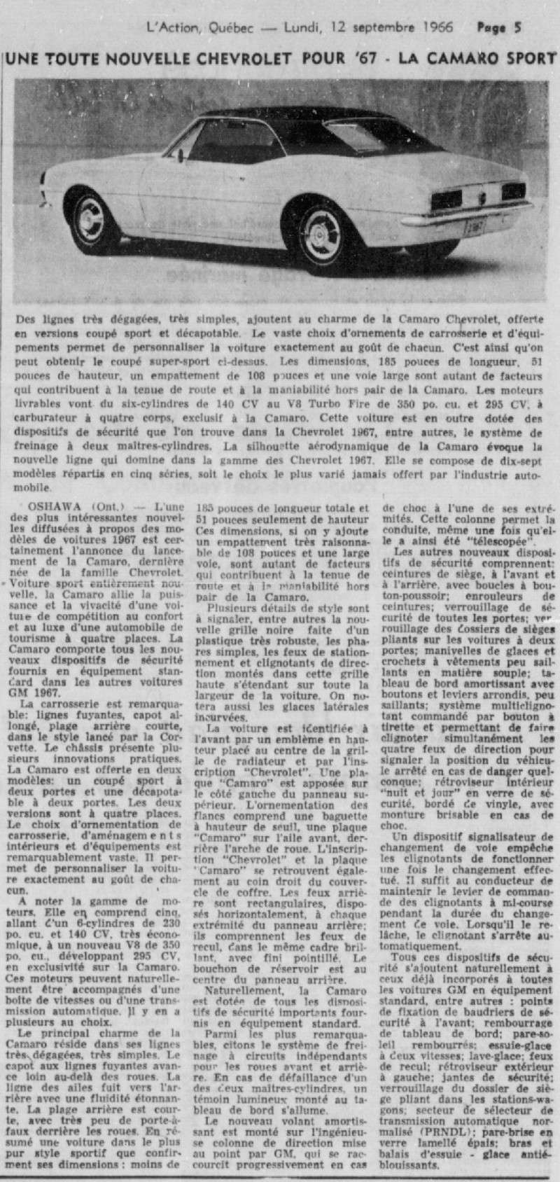 Article de journaux , présentation des GM 1967 1967_c14
