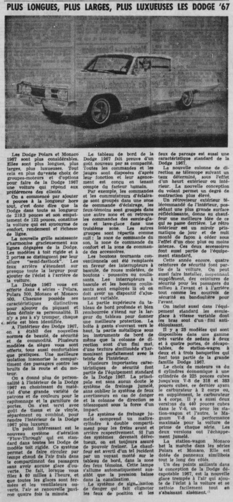 Article de journaux , présentation des CHRYSLER 1967 1967_d10