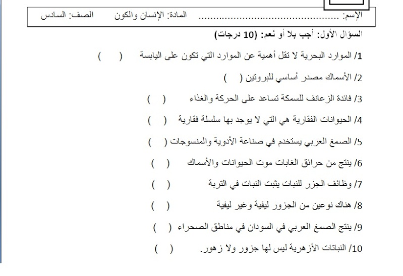 Level 1 worksheet from Sudanese Electronic School Worksh10